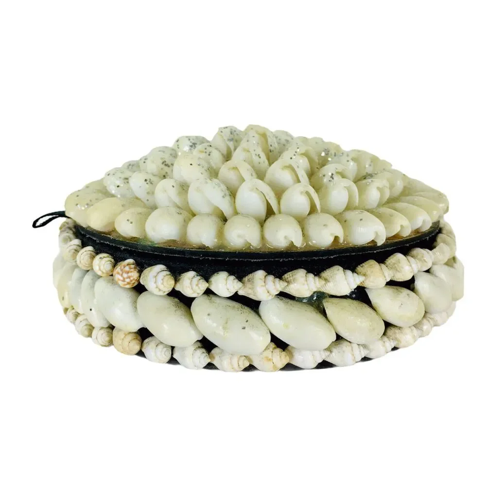 VTG 60s 70s Boho Nautical Cowrie Shell Handmade Collectible Trinket Jewelry Box